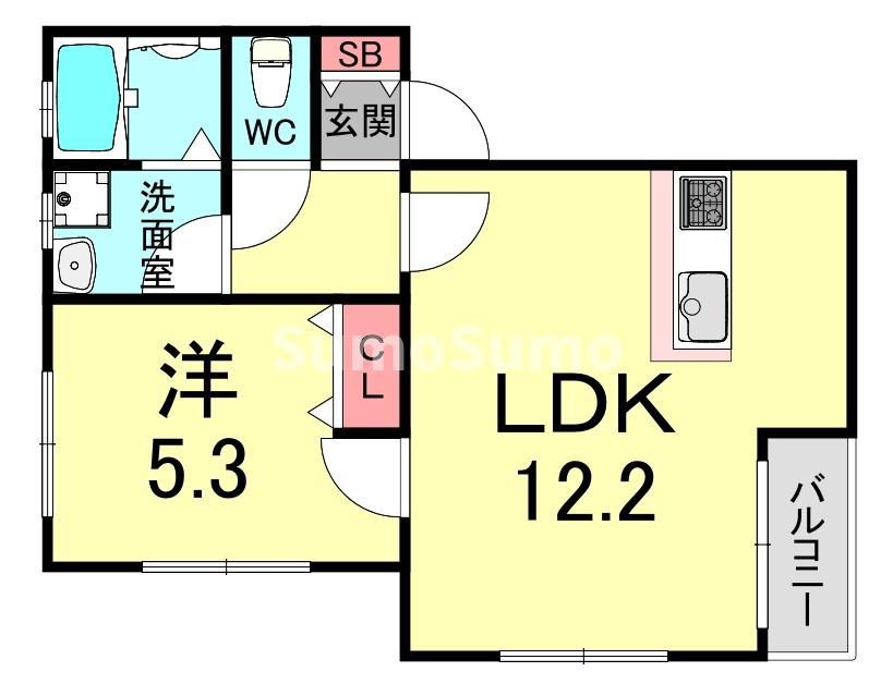 プライム御影本町(1LDK/2階)の間取り写真