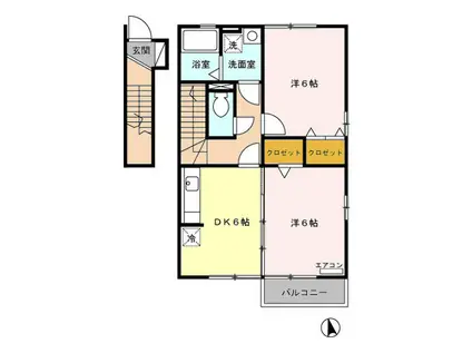 コアロードII(2DK/2階)の間取り写真