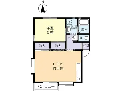 ワルツ栗林(1LDK/1階)の間取り写真