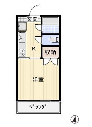 ウエストハイツ戸崎(1K/2階)の間取り写真