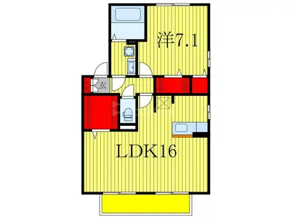 ベルレージュD(1LDK/1階)の間取り写真