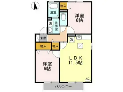レフィナードA棟(2LDK/1階)の間取り写真