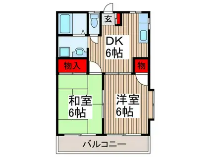 ビューハイツ鹿島(2DK/1階)の間取り写真