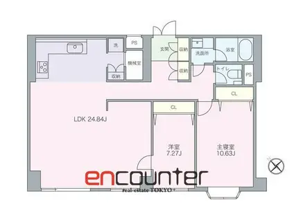 高輪ホームズ(2LDK/1階)の間取り写真