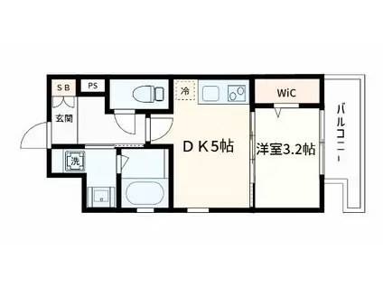 ラシーヌ住吉大社(1DK/2階)の間取り写真
