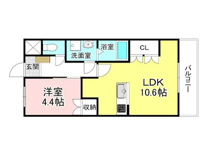 フォルティア(1LDK/1階)の間取り写真