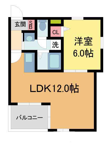 ア・コテ・ドゥ・シェヌ夙川(1LDK/1階)の間取り写真