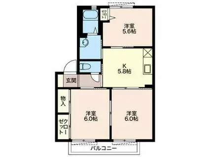 グランシャリオ(3K/2階)の間取り写真