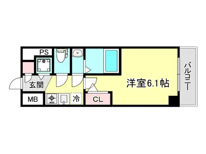 エスリード大阪リエート(1K/14階)の間取り写真