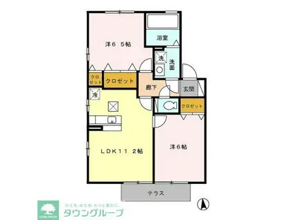 ウィルモア 壱番舘/弐番舘(2LDK/1階)の間取り写真