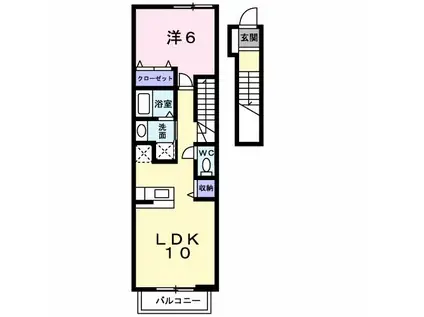 スィートメモリー(1LDK/2階)の間取り写真