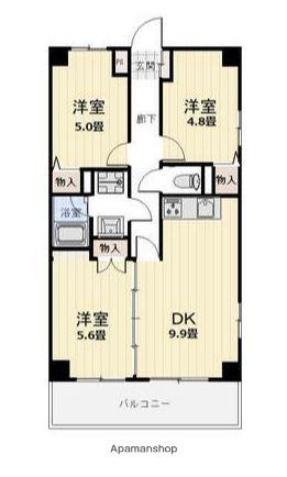 リヴィエール久里浜(3DK/8階)の間取り写真