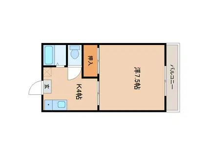 メゾンドショコラ(1K/1階)の間取り写真