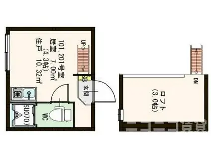 コンフォール扇橋(ワンルーム/1階)の間取り写真