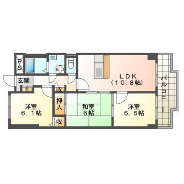ラポート小林(3LDK/3階)の間取り写真
