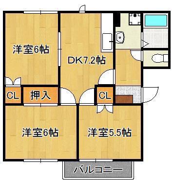 アネックス本城II(3DK/2階)の間取り写真