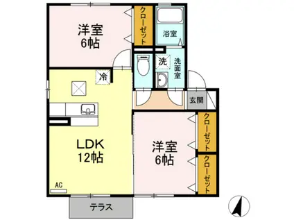 メゾン四季壱番館(2LDK/1階)の間取り写真