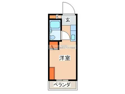 近鉄奈良線 若江岩田駅 徒歩22分 4階建 築46年(ワンルーム/3階)の間取り写真