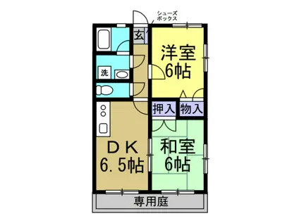 原松ハイツB棟(2DK/1階)の間取り写真