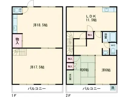 ハピネス千代11(4LDK/1階)の間取り写真