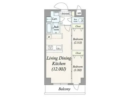 GRAN PASEO 谷在家(2LDK/2階)の間取り写真