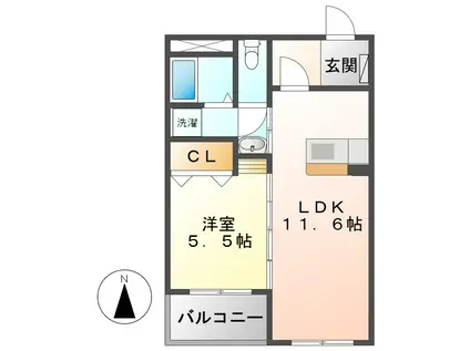 サンフェアリー(1LDK/1階)の間取り写真