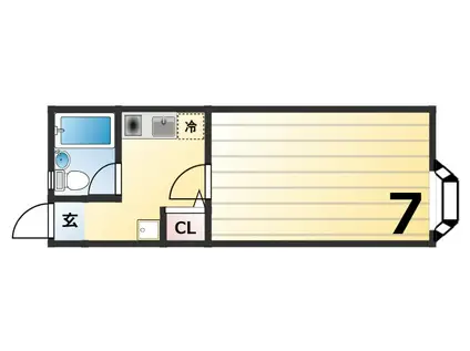 ビラージュ王塚台(1K/1階)の間取り写真