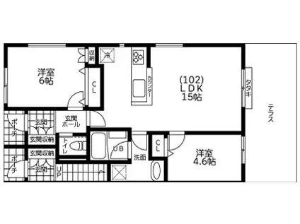 モンテリッコ(2LDK/1階)の間取り写真