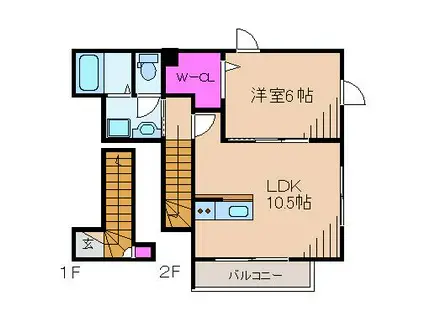 ルーチェ(1LDK/2階)の間取り写真