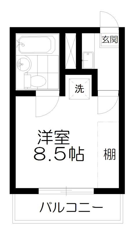 サンポート・6(1K/5階)の間取り写真
