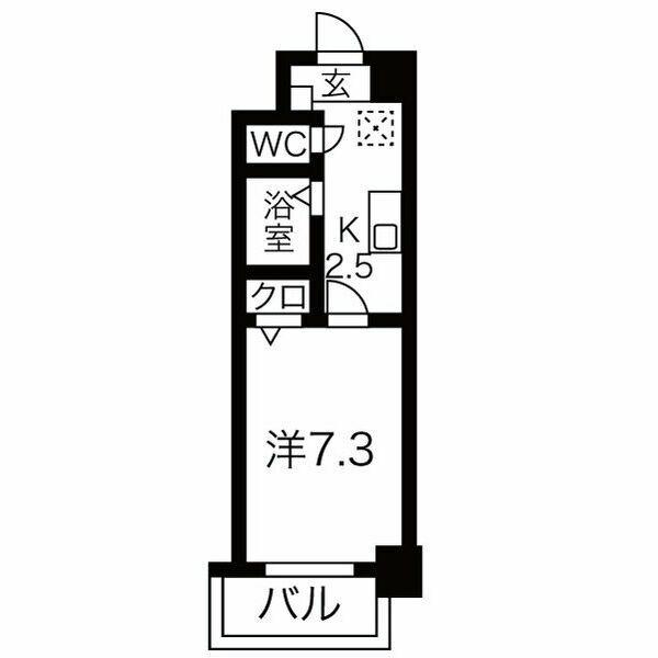 サウスパークイズミ(1K/5階)の間取り写真