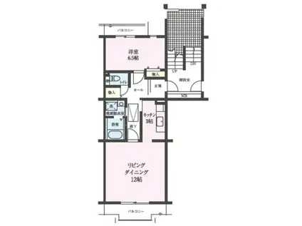 コーポレート南与野(1LDK/4階)の間取り写真