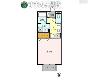 モナリエS(1K/1階)の間取り写真