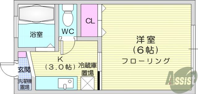 SKハイツ(1K/2階)の間取り写真