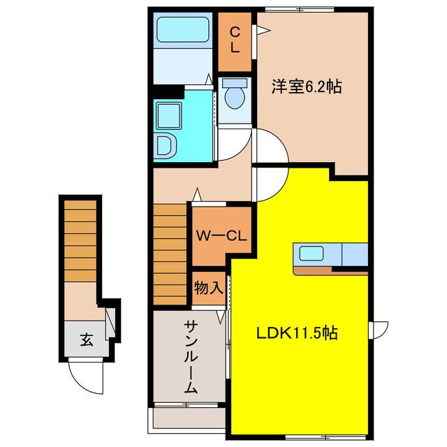 サンリット本郷III(1LDK/2階)の間取り写真