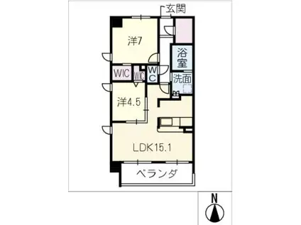 ブリスコート鳴子北(2LDK/5階)の間取り写真