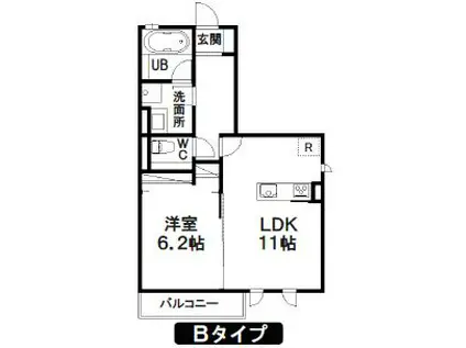 ヒルズレジデンシャルH(1LDK/2階)の間取り写真