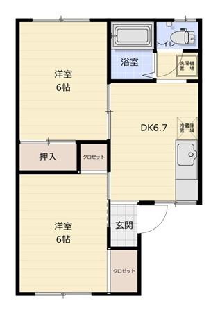 グリーンコーポ光(2DK/1階)の間取り写真