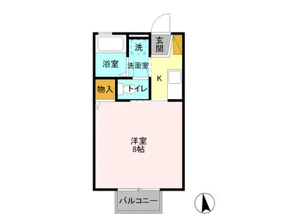 ジュネス結城D(1K/1階)の間取り写真