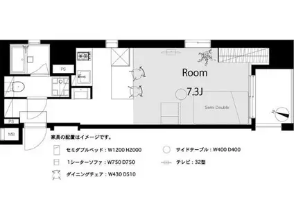 日神デュオステージ笹塚西館(ワンルーム/1階)の間取り写真