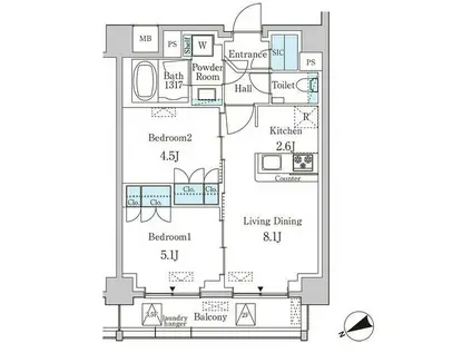 プリマリード南青山(2LDK/6階)の間取り写真