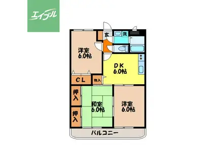 サンフラワーマンション(3DK/2階)の間取り写真