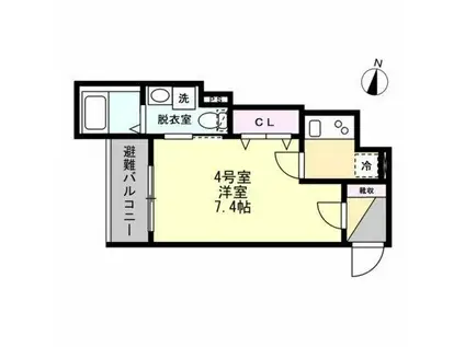 ベイルーム海老名(1K/3階)の間取り写真