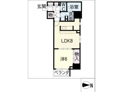カスタリア栄(1LDK/8階)の間取り写真