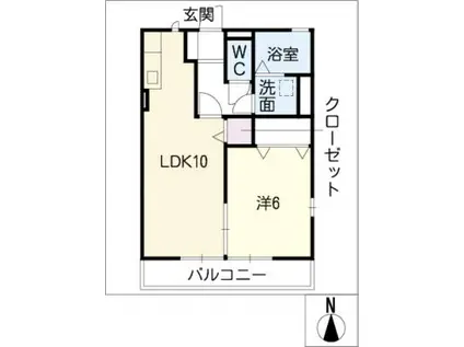 ウインズB(1LDK/1階)の間取り写真