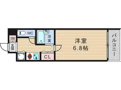 エスティライフ難波西(1K/3階)の間取り写真