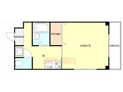 モナハイツ八雲(1K/4階)の間取り写真