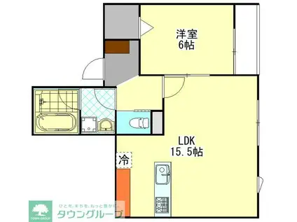 チューリップツリーハウスII(1LDK/1階)の間取り写真