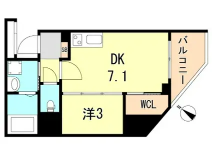 セレニテ神戸元町クレア(1DK/4階)の間取り写真