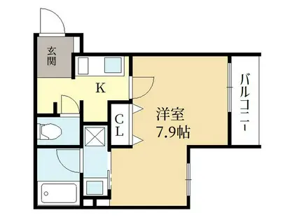 THE ROSE RES 一乗寺(1K/3階)の間取り写真